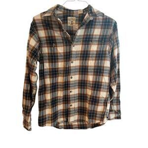 RED HEAD SIZE SMALL BROWNS CHECK BUTTON DOWN FLANNEL SHIRT